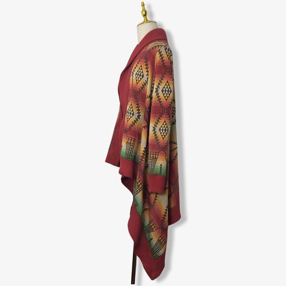 Ralph Lauren Womens Aztec Cardigan Sweater L/XL Shawl Collar Flaw - Picture 4 of 15